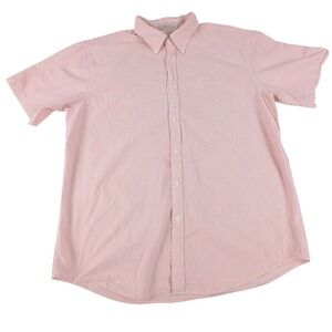 LL Bean Mens XL Traditional Fit Seersucker Short Sleeve Button Down Shirt Red